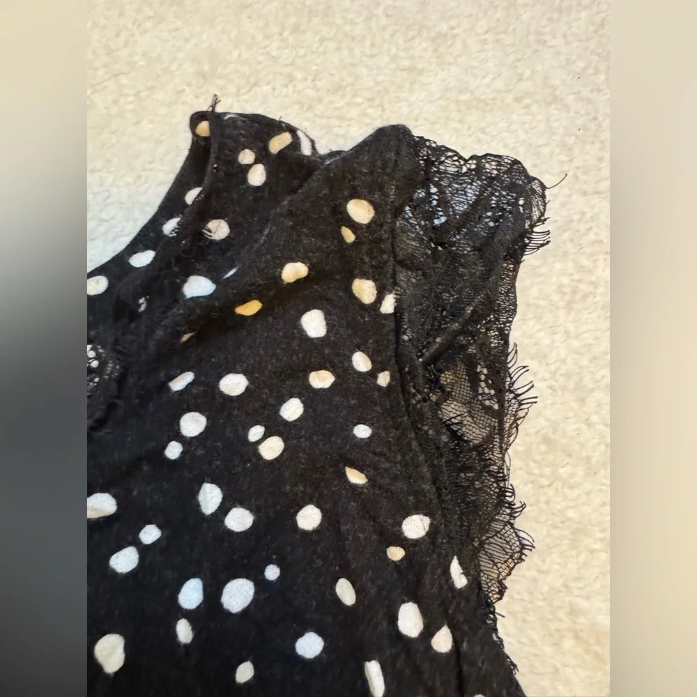 Maurices Black & White Polka Dot Lace-Trim Tank (Plus Size, 1, Women) - Picture 8 of 9